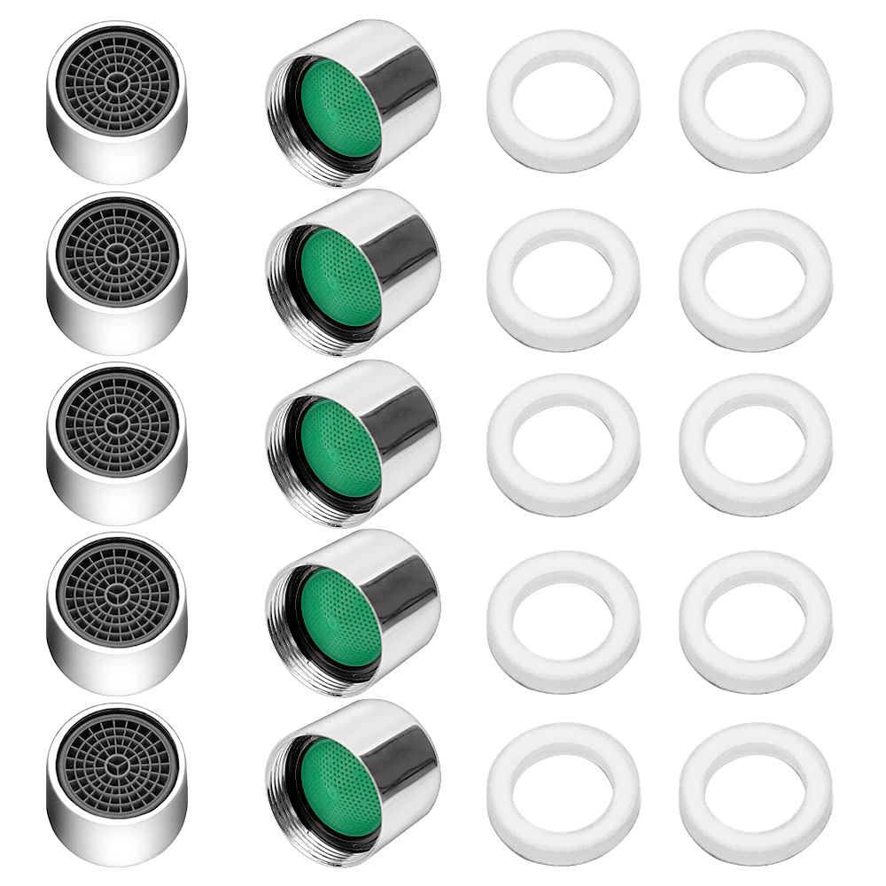 YIXISI 10 PCS Faucet Tap Aerator 22mm, with 10 Rubber Gaskets, Brass Chromed Female Threaded Anti Splash Water Saver Nozzle for Kitchen Bathroom Tap Faucet