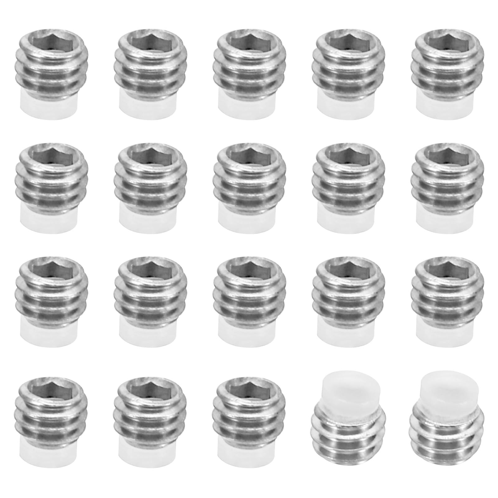 PATIKIL M4x3mm Nylon Tip Grub Screw, 20 Pack Metric Hex Socket Head Cup Point Anti Slip Set Screws Internal Hex Drive Hardware, 304 Stainless Steel