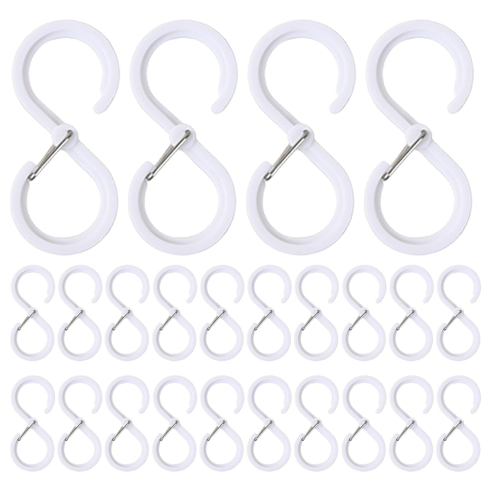 Duronge 24pcs S Hooks, Hanging Hooks, S Hooks for Hanging, Kitchen Hooks, Plastic Hooks for Hanging, S Shaped Hooks, S Hooks Small, Suitable for Kitchen, Bathroom, Bedroom, Office