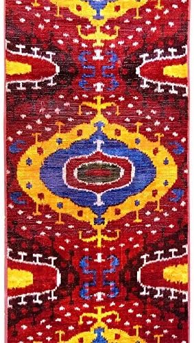 UZBEK PURE SILK IKAT HANDCRAFTED ABR VELVET FABRIC"BAKHMAL" A4497 By The Meter