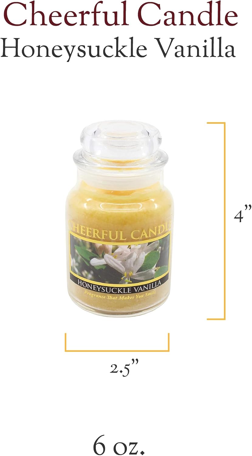 A Cheerful Giver - Honeysuckle Vanilla Scented Glass Jar Candle (6 oz) with Lid & True to Life Fragrance Made in USA: Home & Kitchen