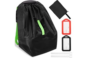 Sublaga Waterproof Car Seat Bags For Airplane Travel, Durable Carseat Cover For Air Travel Car Seat Travel Bag with Shoulder Straps and 2pcs Luggage Tags For Airplane