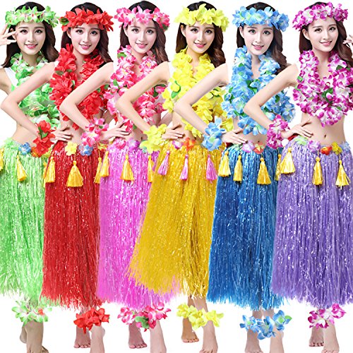 6pcs Large Size Fully Hawaiian Ruffled Flower Leis Necklace and 6pcs Egg Flower Hair Clips for Party Favor, Birthday Supplies，Wedding Decorations, Luau-themed Party, Hula-hula Beach Dance. - Thumbnail 4