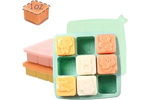 Lphianx Silicone Freezer Tray with Lid, Food Storage Container for Homemade Baby Food, Vegetable, Fruit Purees, Breast Milk Feeder & Mini Nibble Combo, Breastmilk Popsicle Molds, 3 Pack (S)