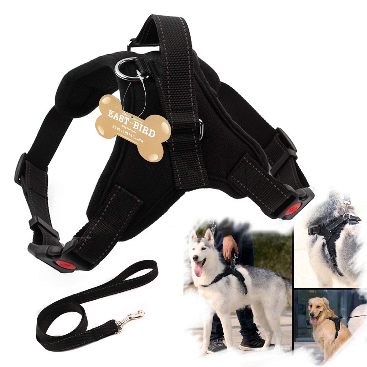 EastBird No Pull Dog Harness Best for Training Walking Black S for