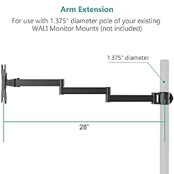 WALI Single Monitor Arm, Universal 3 Tier Arm Fully