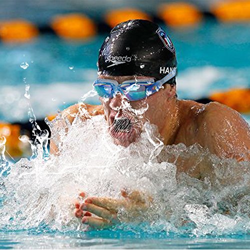 GIORO Swim Goggles, Adult Unisex Men Women Swimming Goggles, No Leaking Anti Fog UV Protection Triathlon Swimming Glasses with Earbud Nose clip (Blue) - Thumbnail 5