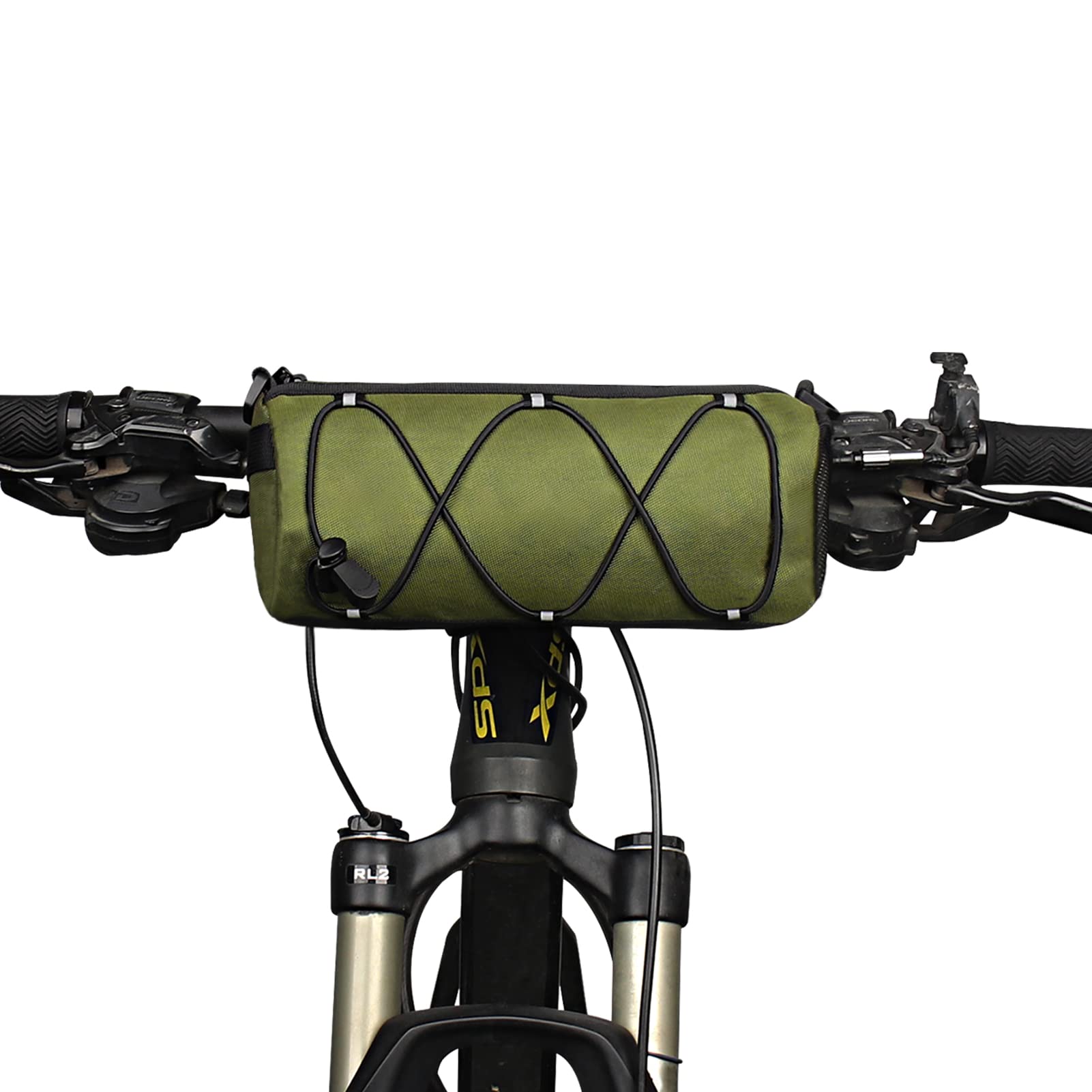 Kosibate Bike Handlebar Bag,Bicycle Handlebar Bag,Bike Frame Bag with Shoulder Strap,Bicycle Front Bag Fram Storage Roll Bag Mountain Road Bikes Bicycle Accessories, Bike Pouch for Bicycle (Green)