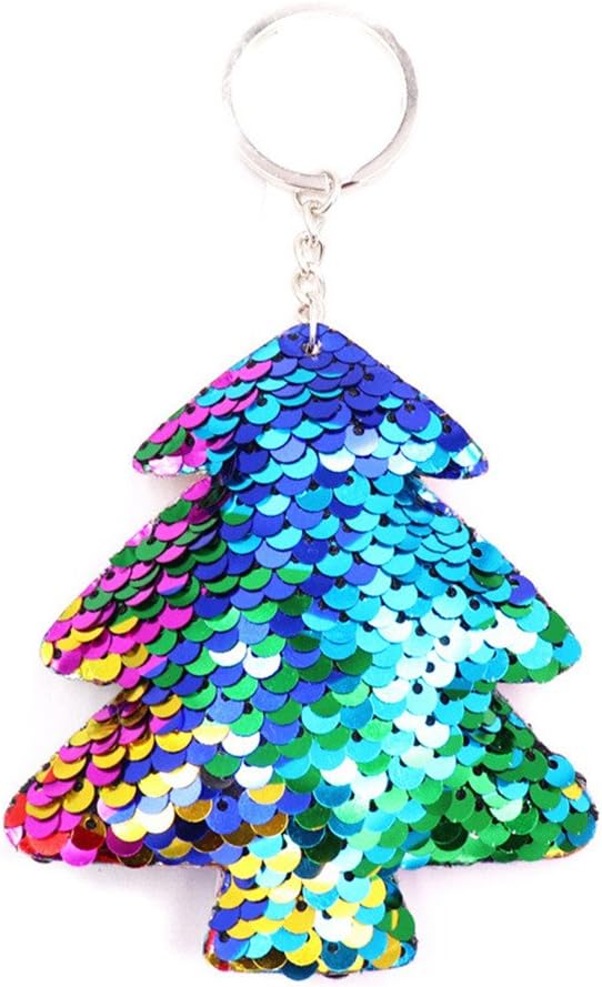 Toporchid Cute Christmas Tree Pendant Keyring Mermaid Sequin Reflective Keychain Bag Car Ornaments
