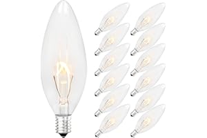 Brightever Vintage Incandescent Light Bulbs 40Watt B10 380 Lumens, Clear Dimmable E12 Edison Candelabra Lightbulbs, Decorative Candle Bulbs for Chandeliers, Ceiling Fan, 2500K Warm White 12-Pack
