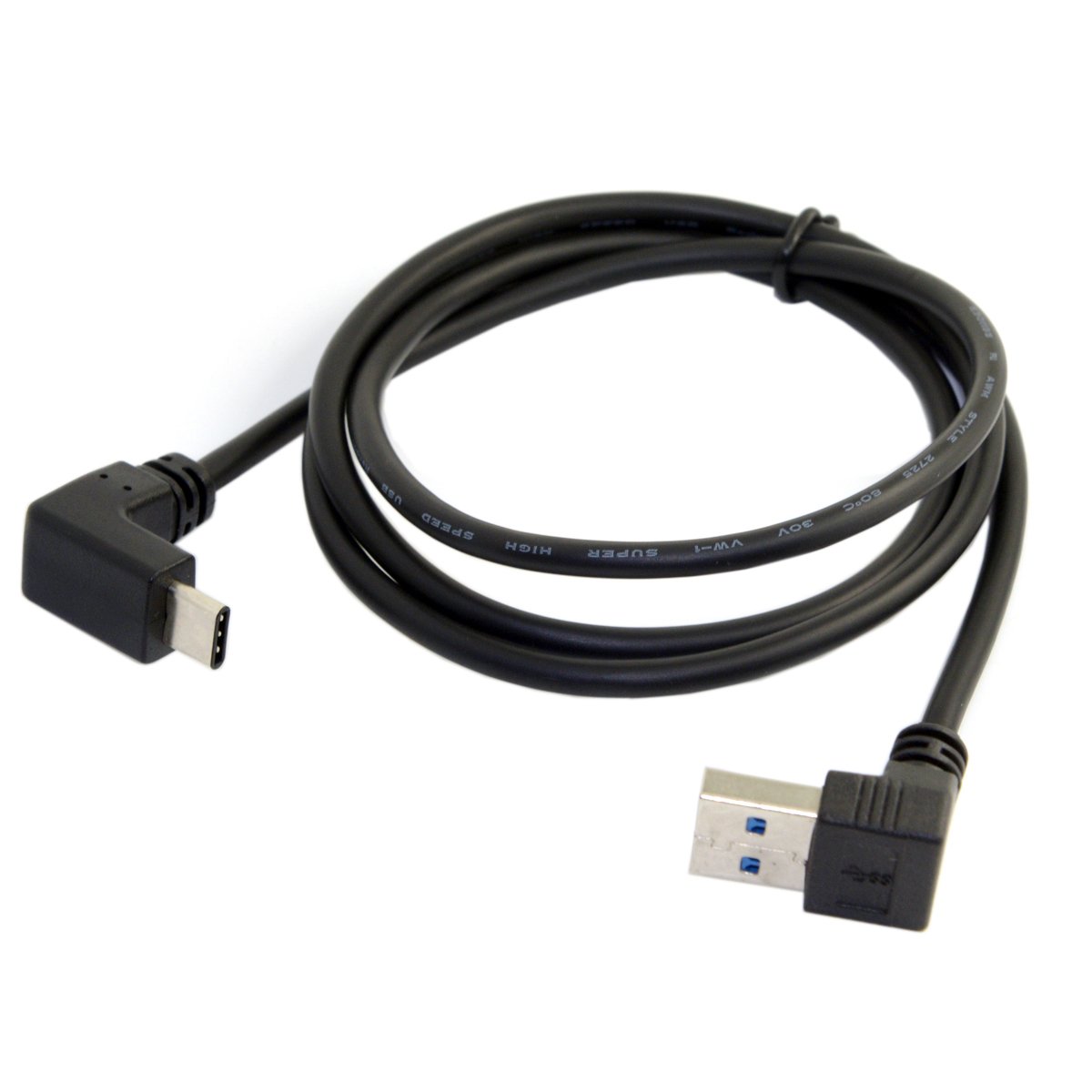 cablecc USB 3.1 USB-C Reversible Angled to 90 Degree Up Angled A Male Data Cable for Tablet Phone (100cm)
