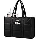 LOVEVOOK Laptop Bag for Women, Puffer Tote Bag for Work 15.6 Inch Large Computer Briefcase for Teacher Nurse, Quilted Lightweight Casual Shoulder Bag For Travel, Daily