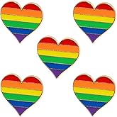ONLYKXY 5pcs Brooch Pins Rainbow Lapel Pin Collar Pin Clips Pride Pin Brooch Badge Buttons Heart-Shaped Rainbow Brooch Cute Enamel Pin for Backpacks Hats Clothes Bags Decoration Jewelry brooches Gift