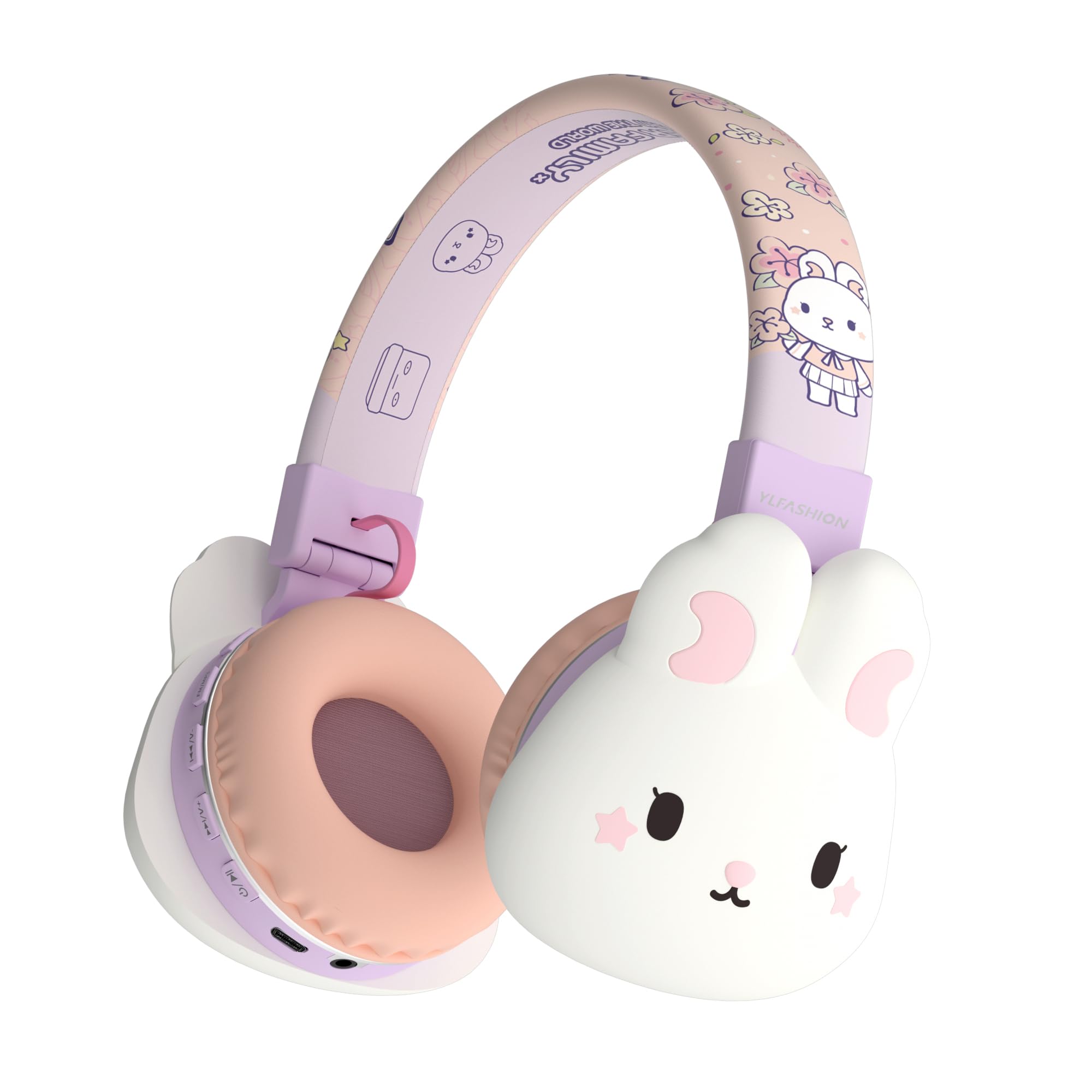 Photo 1 of YLFASHION Kids Bluetooth Headphones, Wireless & Wired Over-Ear with Rabbit Design, Built-in Mic, Volume Limited, Comfortable & Foldable, for Children & Adults/School/iPad/Tablet/Airplane (Purple)