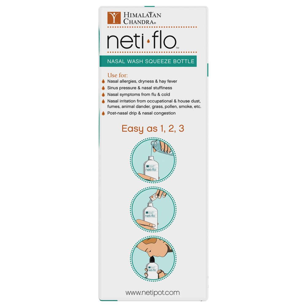Himalayan Neti Flo Nasal Wash Bottle with 30 Sachets, 10 Ounce