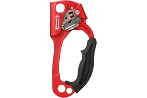 Aomiun Climbing Hand Ascender Mountaineering Rock Climbing Tree Arborist Strong Rappelling Gear Equipment Rope Clamp with Ergonomic Rubber Handle, Aluminum Alloy Climbing Ascender for 10~13MM Rope