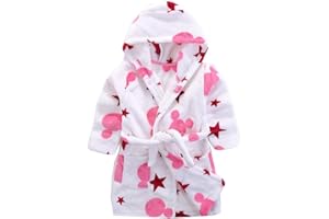 BEST FOR ALL Girls Robes, Plush Soft Coral Fleece Animal Print Hooded Bathrobe for Kids Boys