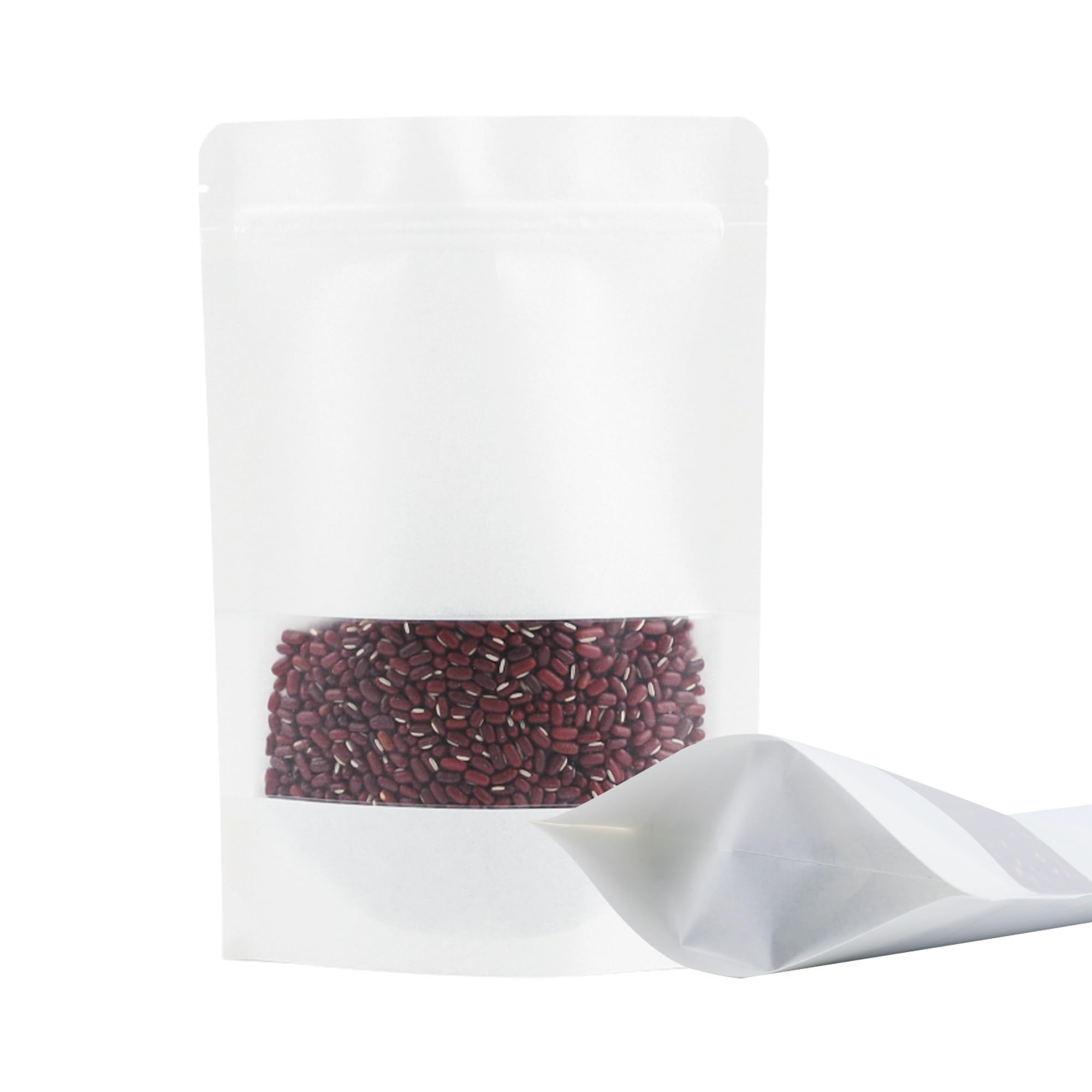 Photo 1 of 100 Pack Bags, Resealable Bags with Clear Window, Stand-up Bags for Sealing Storage, Scratch Resistant Hand Storage Bags. (White, 4.7×7.9 Inch)