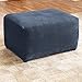 SureFit Home Décor SF45545 Stretch Pique Oversized Ottoman Covers Slipcover, Form Fit, Polyester/Spandex, Machine Washable, One Piece, Navy Color