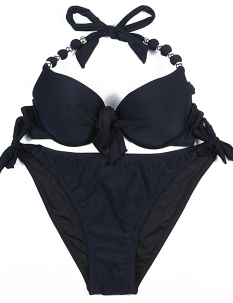 EONAR Damen Seitlich Gebunden Bikini-sets Abnehmbar Bademode Push-up Bikinioberteil mit Nackenträger