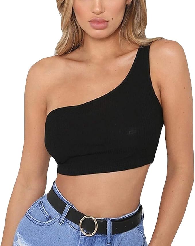 One Shoulder Sports Bra Women Girl Workout Bra Sexy