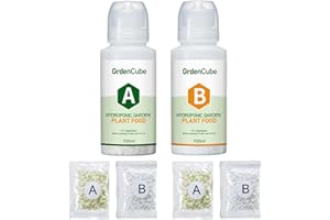 GARDENCUBE Plant Food Hydroponic Nutrients Supplies: Hydroponics Growing System General A&B Water Soluble Solid Fertilizer for Vegetables Fruits Flowers Thrive - Indoor Herb Garden Plants Accessories