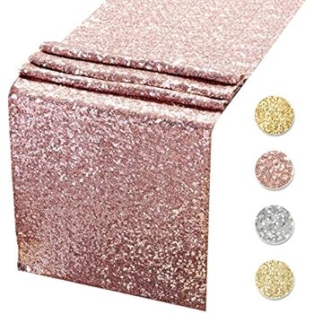 Sequin Table Runners ROSE GOLD- 12 X 108 Inch Glitter ROSE GOLD Table Runner-ROSE GOLD Party Supplies Fabric Decorations For Holiday Christmas Gift Wedding Birthday Baby Shower