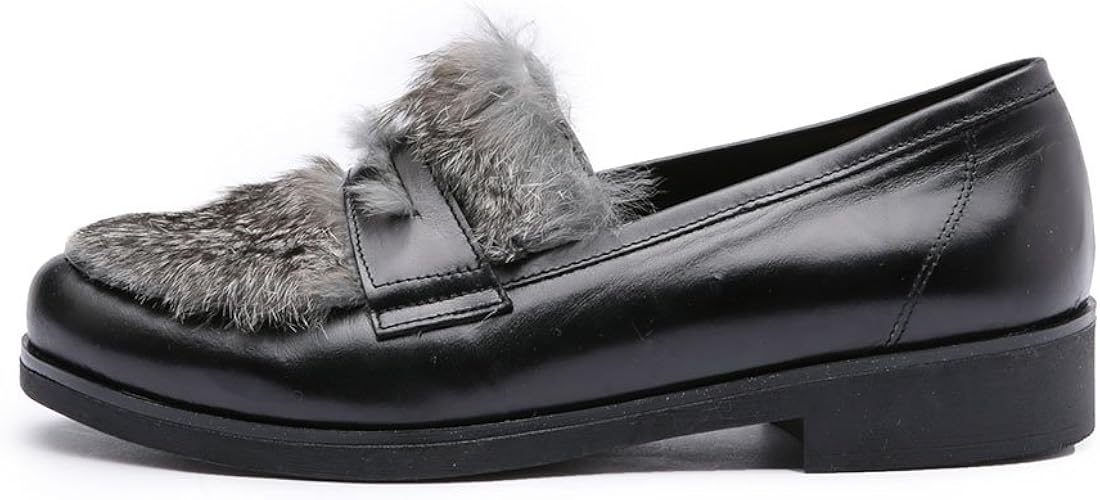 Amazon ナノ ユニバース Nano Universe 別注ラビットファーローファー 37 ブラック Lince シューズ バッグ