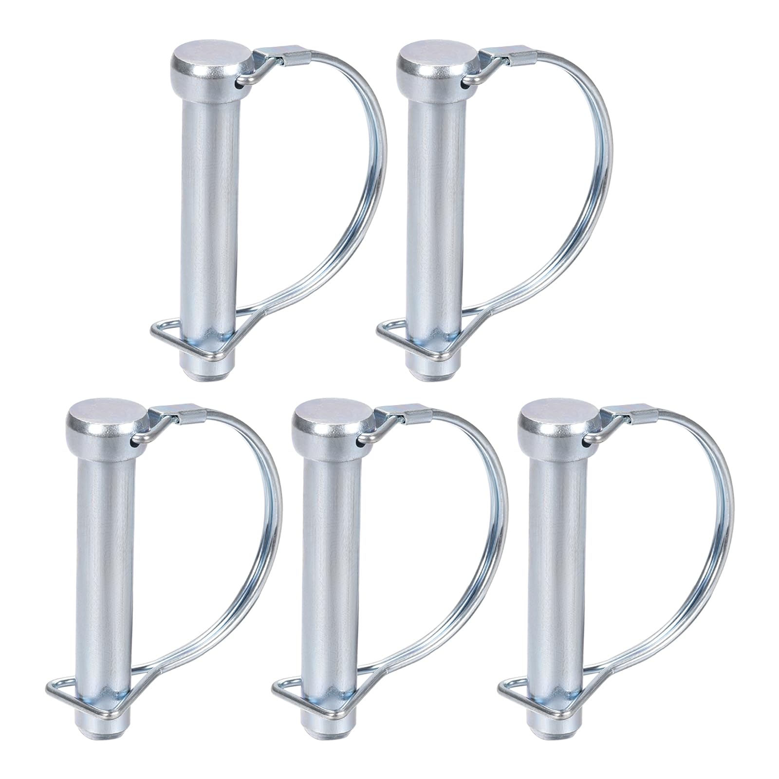 DTGN 12mm x 65mm (DxL) Shaft Locking Pin - 5Pack - Good for Farm Trailers Lawn - Carbon Steel Round Trailer Coupler Pin - Silver Tone