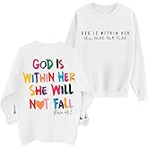 Sulayesh Christian God Is Within Her Sweatshirts Women Jesus Faith Bible Verse Shirts Oversized Inspirational Hoodie Pullover