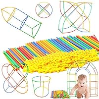 Straw Constructor STEM Building Toys Building Construction Toys 300 pcs-Safe and Fun Straws and Connectors Set- Fun- Educational- Safe for Kids- Develops Motor Skills- Best Gift for Boys and Girls