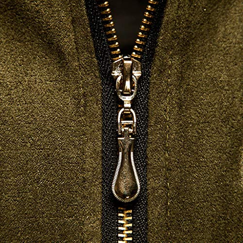 DDLmax Men Casual Trench Coat Fashion Business Long Slim Hooded Overcoat Jacket Outwear Army Green - Thumbnail 6