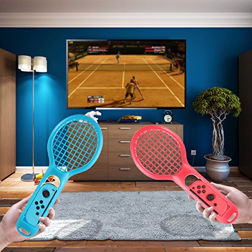 oenbopo Tennis Racket for Nintendo Switch Joy-Con Controller, Accessories for N-Switch Joy-Con Game Mario Tennis ACES - Black and Red - Thumbnail 6