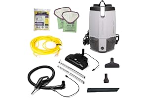 ProTeam ProVac FS 6 Commercial Backpack Vacuum with Power Nozzle Tool Kit, 6 Quart, Gray
