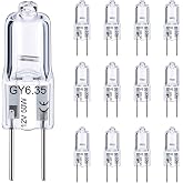 TAIYALOO GY6.35 Halogen Light Bulbs 12 Volt 50 Watt, 12 Pack 2 Pin GY6.35 Base Bulb, Replacement T4 Tubular JCD Type Bulb for Ceiling Lights, Table Lamp, Chandelier, 2700K Warm White, Dimmable