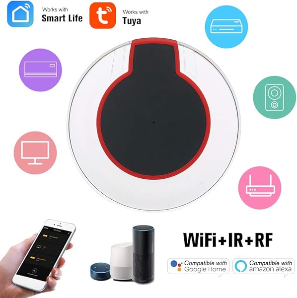 OWSOO Control Remoto Inteligente IR WiFi IR Remoto IR Control Hub Wi Fi2 4Ghz Control Remoto Universal para Aire Acondicionado TV DVD App Tuya Smart Life Compatible con Alexa Google Home IFTTT