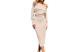 MASCOMODA 2024 Long Sleeve Midi Skirt Sets Women 2 Piece Outfits Off Shoulder Top Bodycon Ribbed Knit Two Piece Dress Set