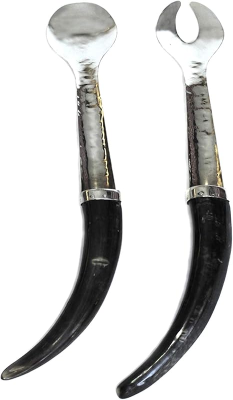 Seivo Cubiertos para Ensalada Alpaca y asta: Amazon.es: Hogar