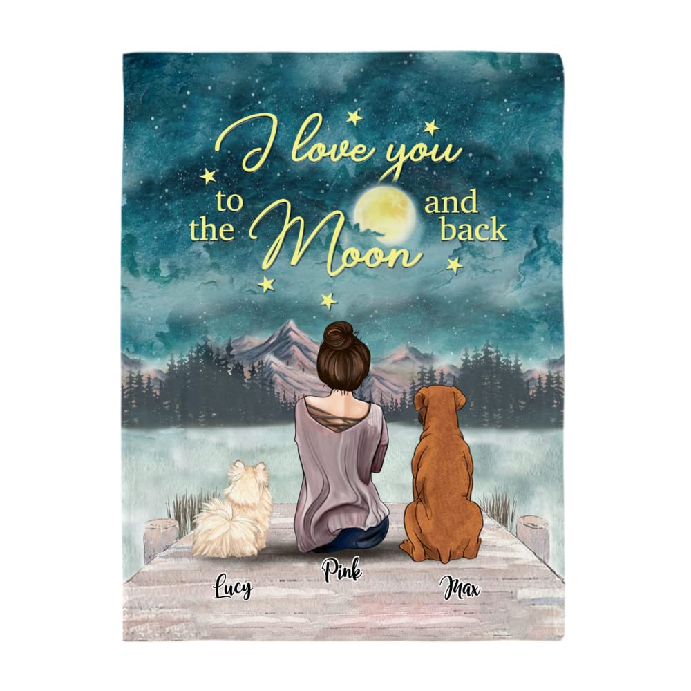 Gossby Personalized Dog Mom Blanket - Custom Moon and Back Fleece Gift