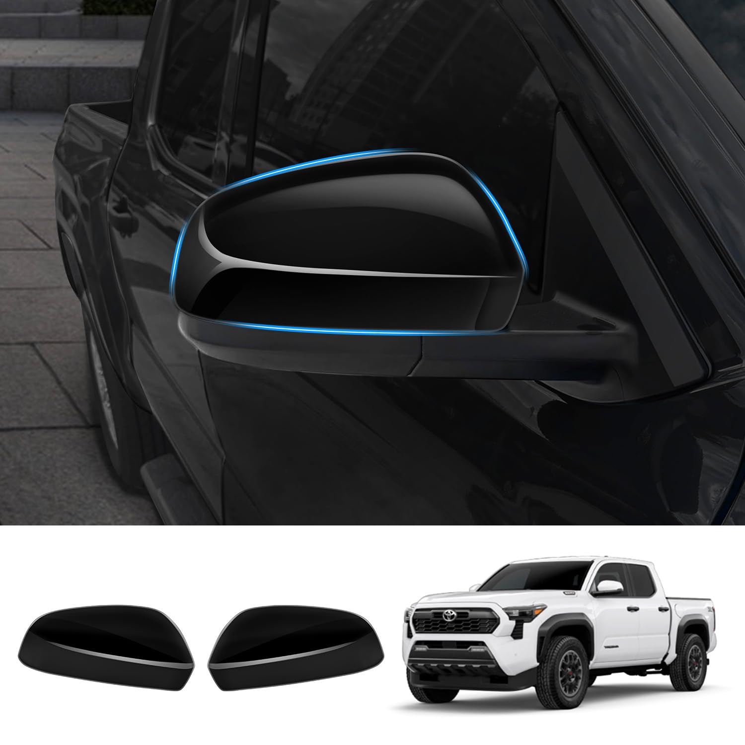 Photo 1 of Treesiche Rearview Mirror Guard Cover for 2024 2025 Tacoma ? 2025 4Runner,Side Mirror Cover Exterior Accessories of 2pc (Glossy Black) Don't fit SR5 and TRD SPORT