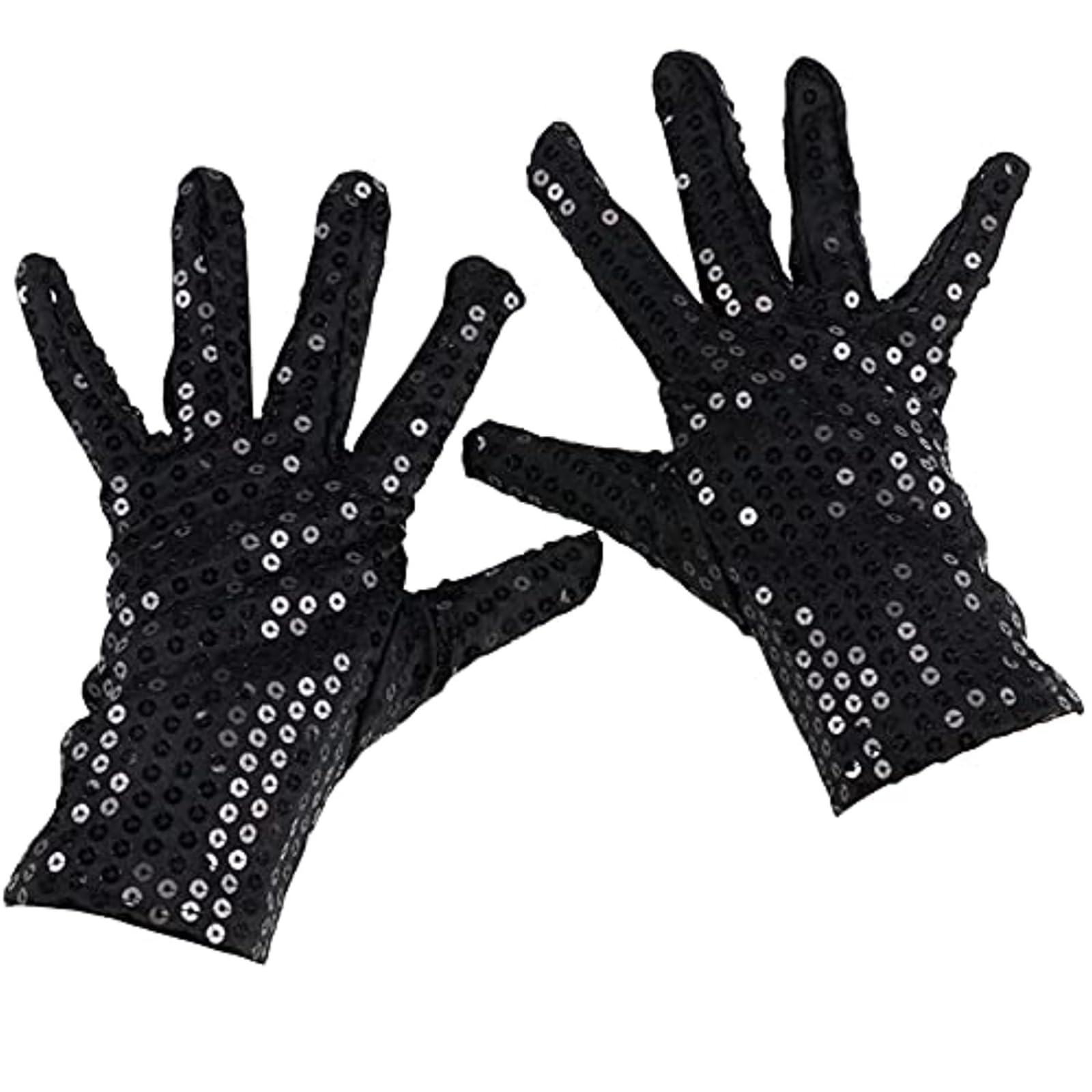 CHENGZI 1 Pairs Adult Costume Halloween Glitter Short Gloves Dance Stage Gloves Adults Sparkling Sequin Dance Gloves (Black)