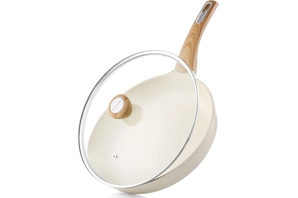 SENSARTE Ceramic Nonstick Frying Pan Skillet with Lid, 9.5/11/12.5 Inch Non Stick Pan Wok, Healthy Kitchen Cooking Sauté Pans