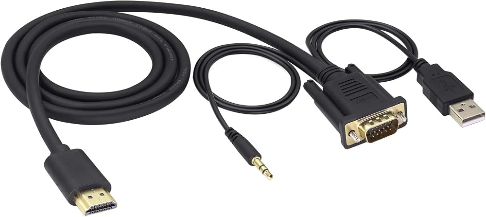 zdyCGTime HDMI to VGA Adapter 4K 1080P Cable USB Audio 1M Gold-Plated