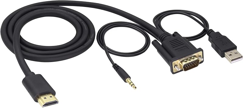 zdyCGTime HDMI to VGA Adapter 4K 1080P Cable USB Audio 1M Gold-Plated