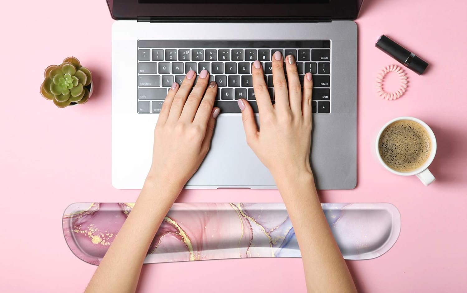 Ergonomic Mouse Pad with Wrist Support and Keyboard Wrist Rest Pad Set, iDonzon Cute Wrist Pad with Non-Slip Rubber Base and Raised Memory Foam, Easy Typing & Pain Relief, Glitter Marble : Office Products