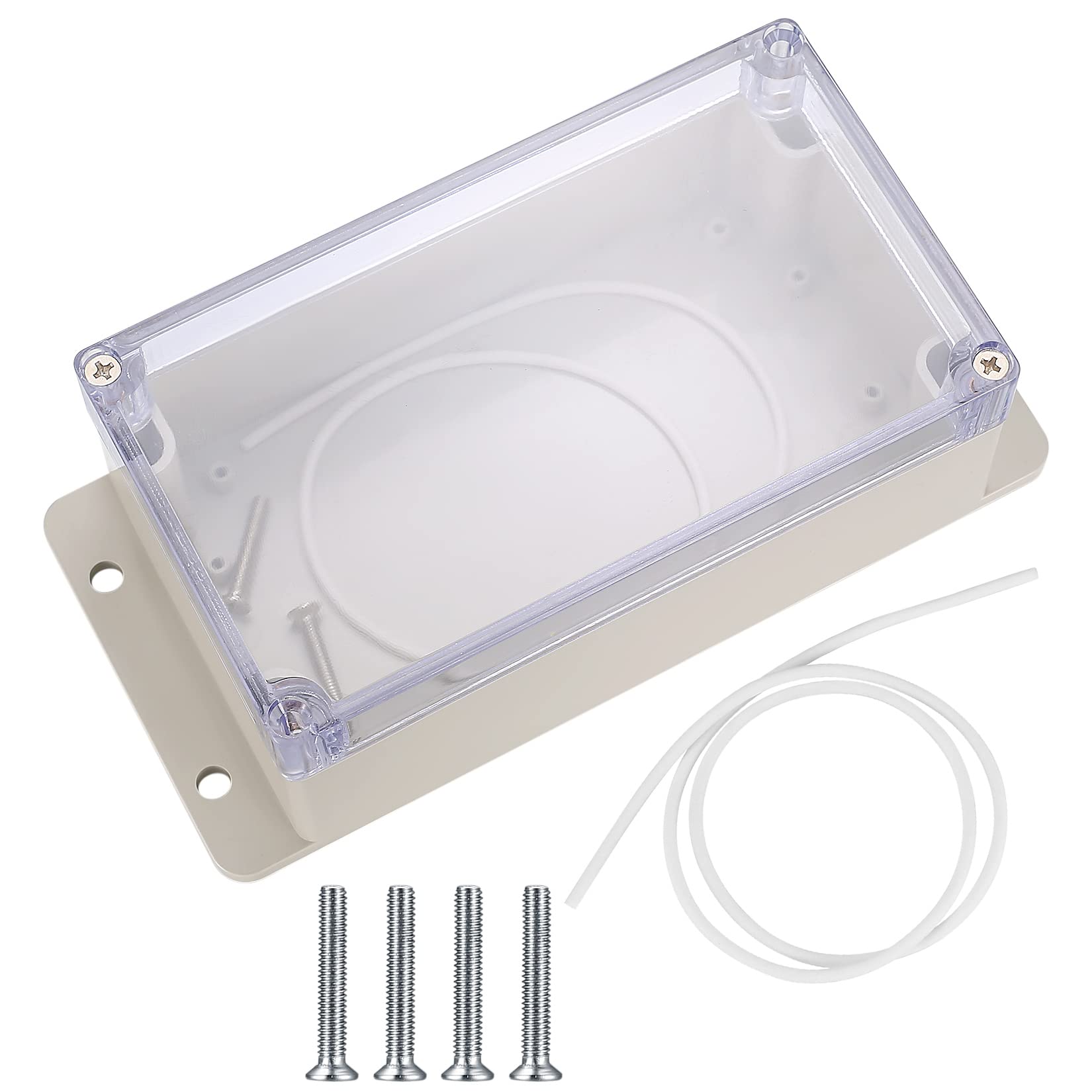IP65 Waterproof Junction Box, Electronics Project Box, Plastic Clear Cover Project Junction Box Enclosure Case, Outdoor Electrical Box Cable Connector Boxes with Fixed Ears
