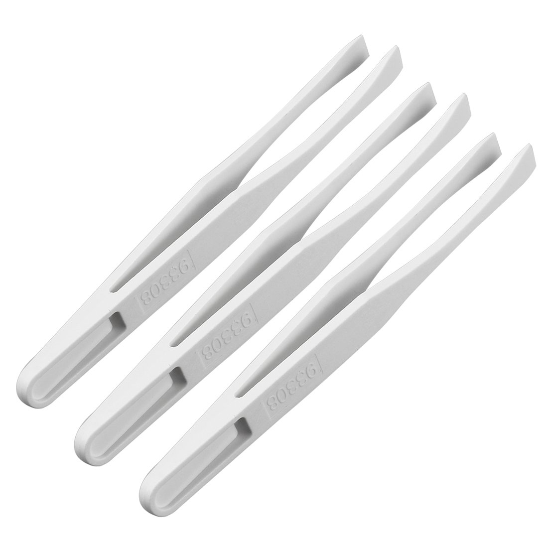 Sourcingmap Plastic Anti-Static Tweezers, Precision Flat Tip for Jewelry Craft DIY Beauty Electronics Repair Tool White 3 Pcs
