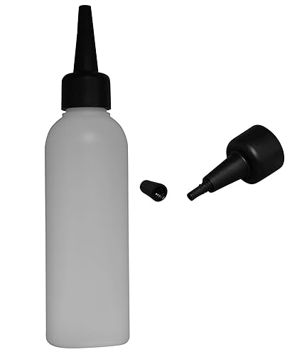 12 Stück HD-PE-Flaschen 100 ml Transparent mit schwarzer Spritztülle - Leerflasche Kunstoffflasche Plastikflasche Spritzflasc