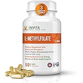 INVITA L-Methylfolate 7.5mg – Physician Formulated Active Methyl Folate - 5-MTHF Supplement for Energy, Mood & Brain Health Support - Non GMO, Gluten Free, 90 Capsules (3 Month Supply)