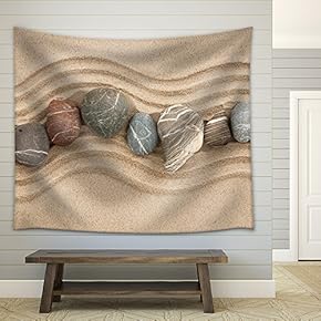 Striped Stones on The Sand,Can Be Used as Background - Fabric Wall Tapestry Home Decor - 51x60 inches